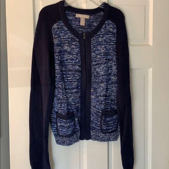 Banana Republic Sweaters - Banana Republic medium raglan navy zip sweater.